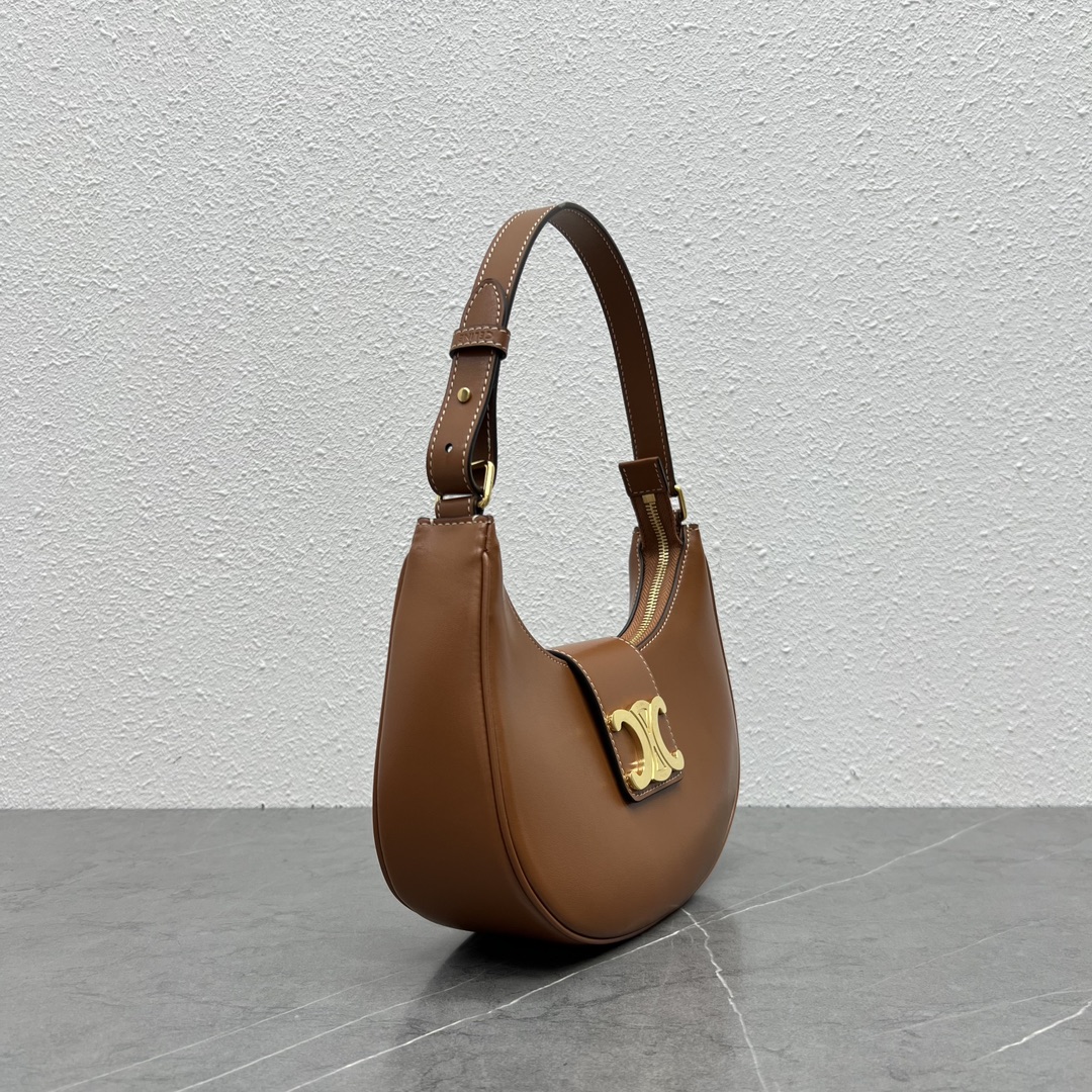 Celine Medium Ava Triomphe Bag In Smooth Calfskin Shoulder Bag Tan 114493